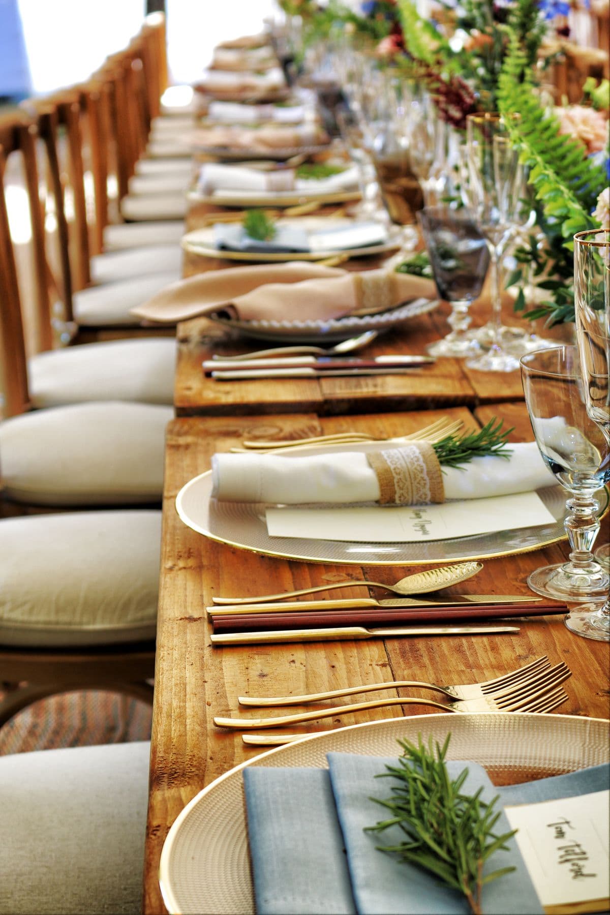 Custom wooden dining table in modern setting